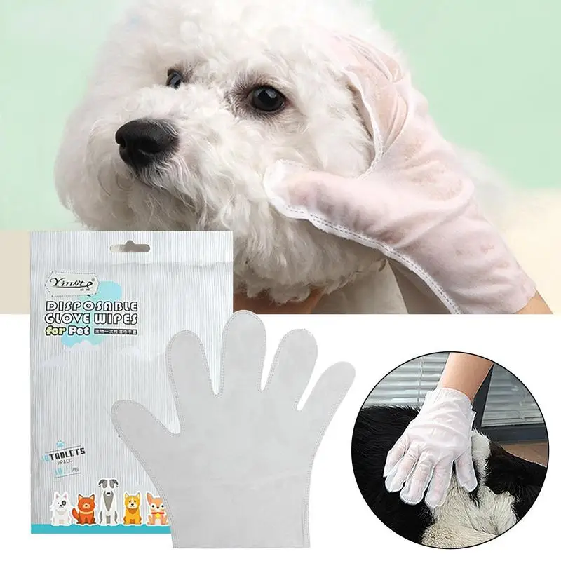 new 10pcs Pet Disposable Gloves Dog Bath Cleaning Wipes Mild Deodorizing Full Body Special Cleaning Gloves Cat Grooming Supplies
