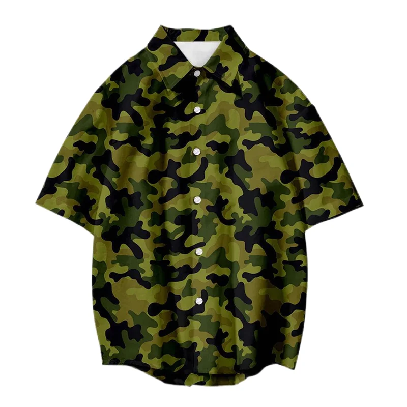 

Camouflage 3D Print Beach Shirts Men Women Casual Fashion Streetwear Oversized Short Sleeve Shirt Camo Tops Blouse Man Clothing