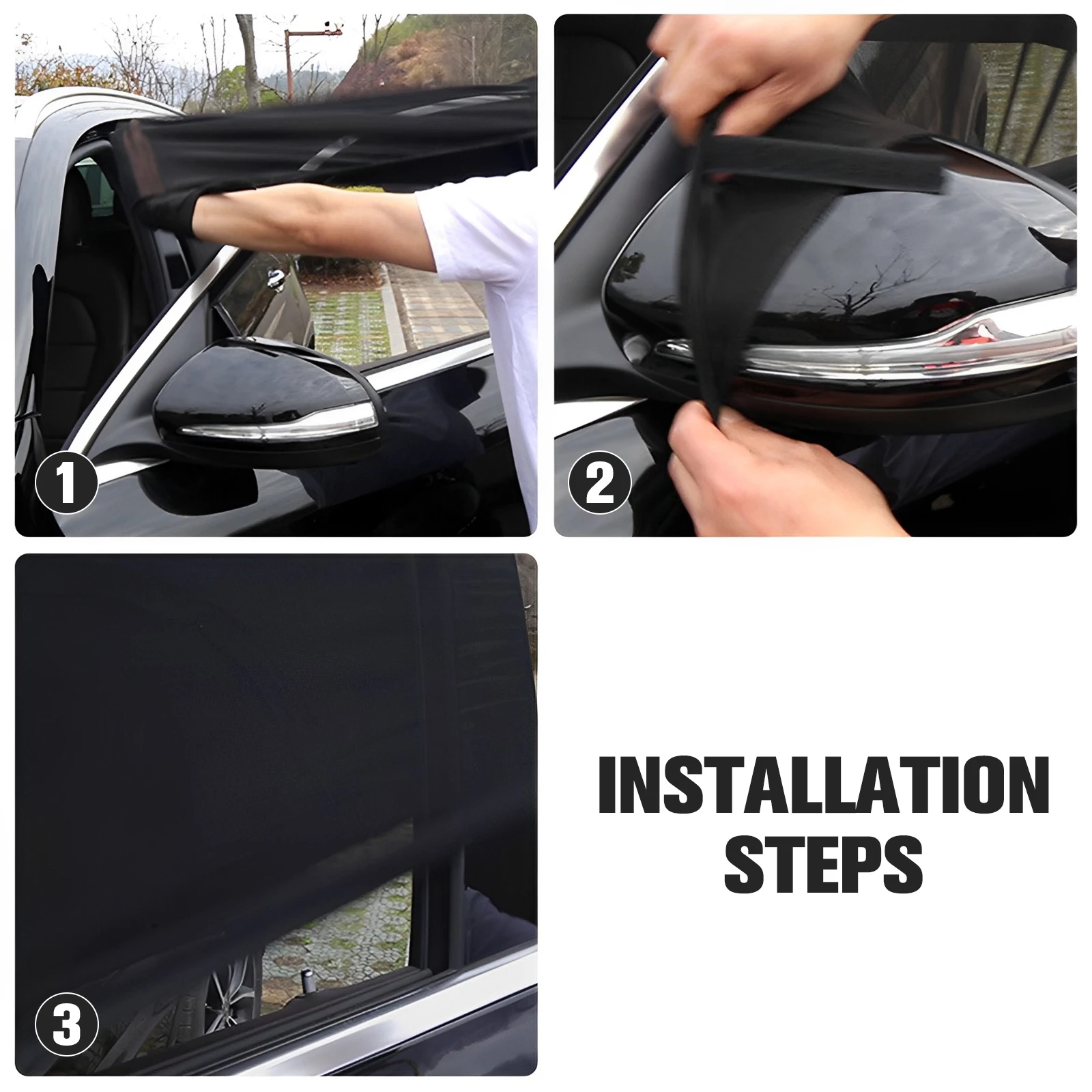 2Pcs Car Window Shade Elastic Auto Front/Rear Side Window Sun Shade Breathable Car Privacy Sunshade Curtain with Zipper