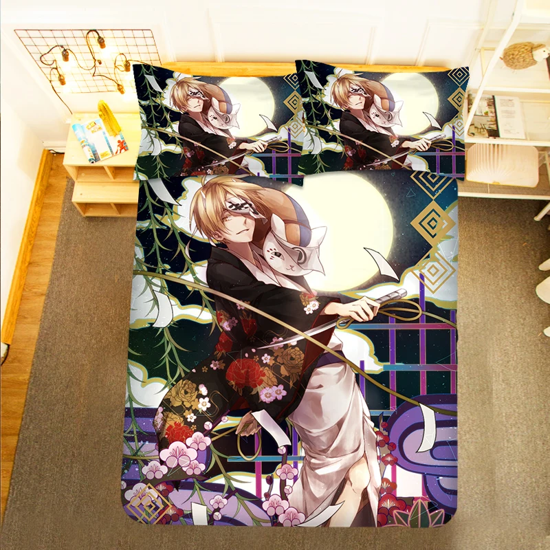 Natsume Yuujinchou Friends Ablumn 3PCS Duvet Cover Sets Cartoon Bedding Children Room Pillow Case 