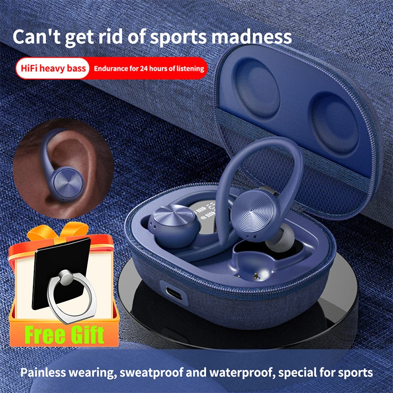 

Спортивные Беспроводные Bluetooth-наушники с микрофоном, IPX5 водонепроницаемые наушники с крючками, Bluetooth-наушники, Hi-Fi стерео музыкальные наушники для телефона