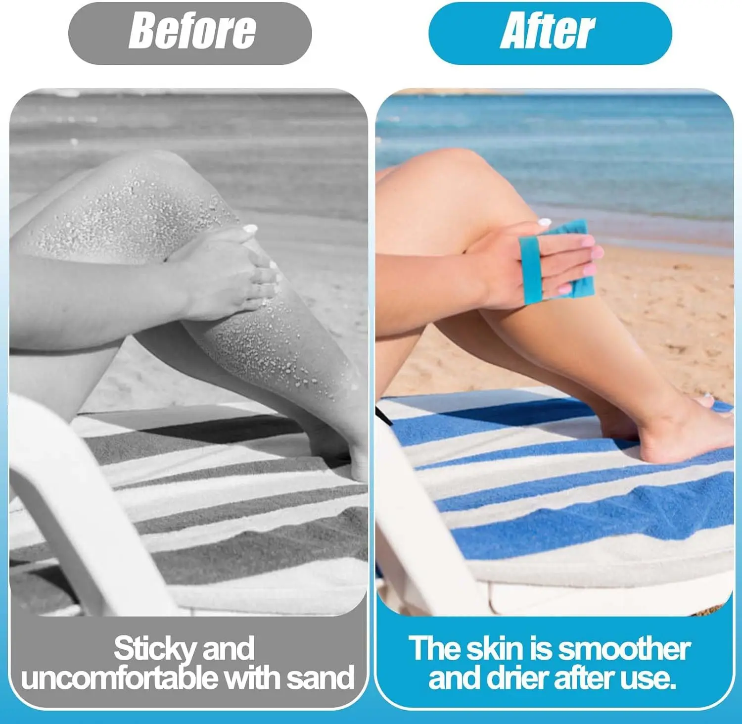 4Pcs New Sand Remover Beach Sand Wipe Off Mitts Skin Friendly Sand Removal Powder Bag Sand Removal Brushes Beach Essentials 2
