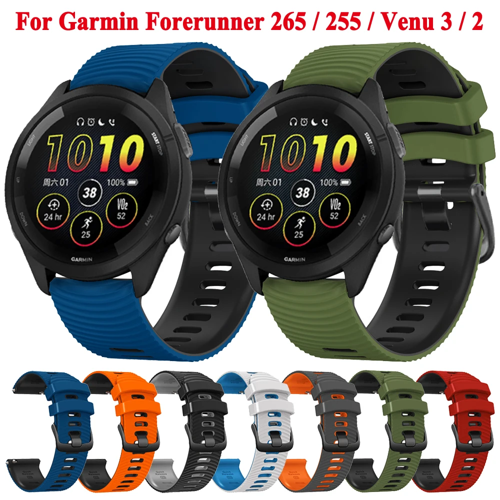 

For Garmin Forerunner 265 255 Music WristStrap Watch Band Belt Bracelet Vivoactive 4 Venu 3 2 Smartwatch Silicone Watchband 22mm