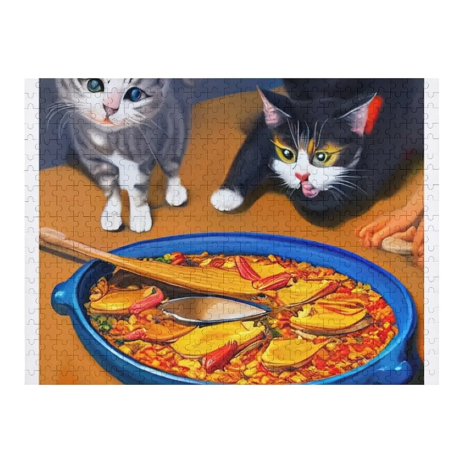 

Деревянная игрушка-Пазл «кот ест паэлью»