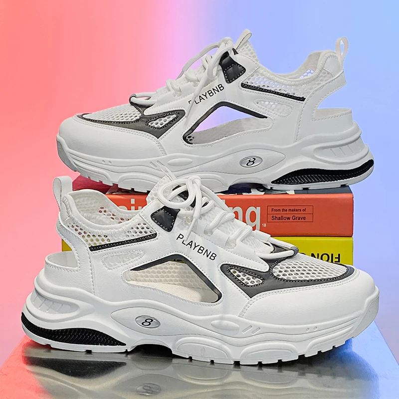 Men's Casual Sports Shoes - Summer Low-Top Hollow Breathable Designed Mesh Upper, Pvc Anti-Slip Sole for All Seasons - Fitness, Walking, Daily Wear,