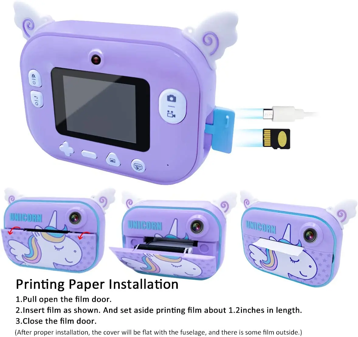 Digital Camera Kids Instant Print Camera 2.4 Inch 1080P HD For Girls Boys
