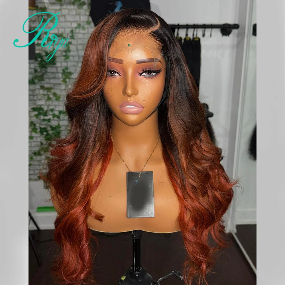 360 Invisible Strap Full Lace Glueless Wig Ombre Ginger With Dark Roots Colored Human Hair Wavy Wear And Go 4x4 7x5 Closure Wigs