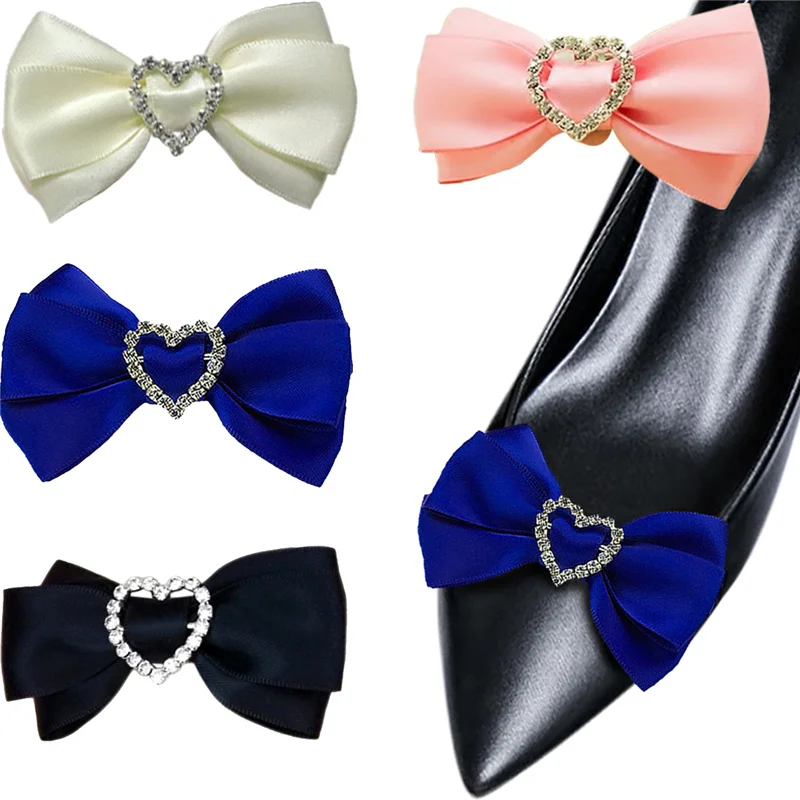 1 Pair Detachable Shoe Decoration PU Leather Slim Bow Shoe Clips Exquisite  Shoes Accessories for Wedding Party