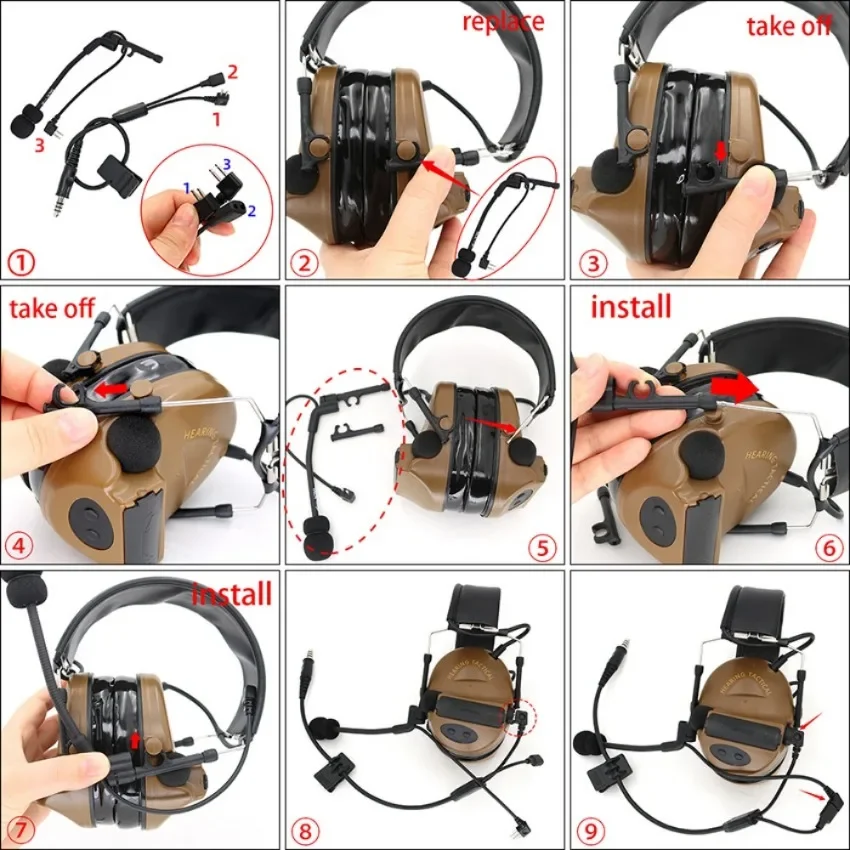 TS TAC-SKY Y-Wire cable kit for Pelto ComtacTactical headphones with microphone and for Pelto Ptt Kenwood plug