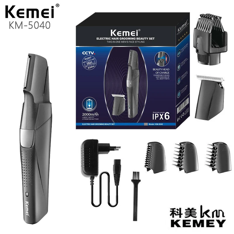 Kemei Km-5040 2 In 1 Luxury Electric Mini Stainless Steel Head Electric Lady Shaver Hair  Barbeador Vintage T9 тример Clippers