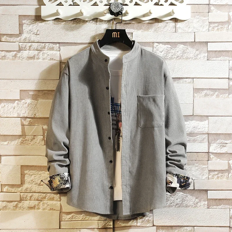 

New Single-breasted Men's Long-sleeved Shirt Business Casual Fashion Collar Crane Dress Shirt