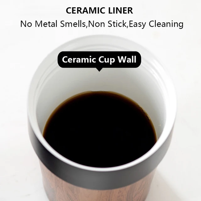 350 Ml Szigetelt Kávé Bögre Belső Kerámia Bevonó Utazási Csésze Fedéllel, Rozsdamentes Acél Vákuumszigetelt Pohár Kávézó Teahoz - Image 2