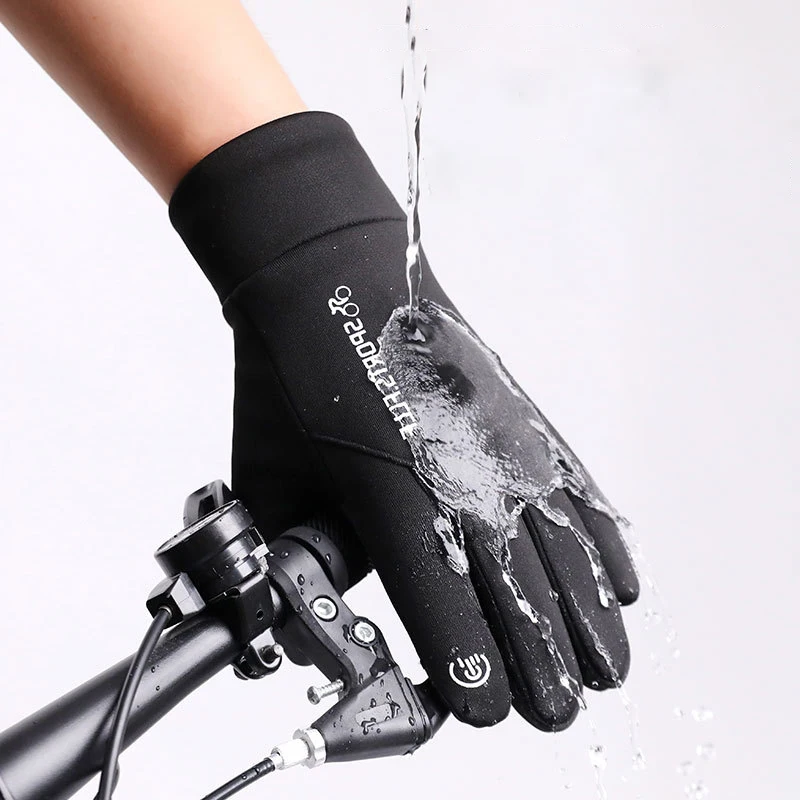 Men's Gloves Fleece Waterproof Cycling Autumn Winter Gloves Male Warm Driving Fishing Courier Flip Fingertip Touch Screen Gloves 2