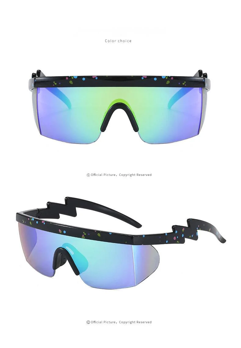 Nouvelles lunettes de soleil, lunettes de soleil une pièce européennes et américaines, lunettes de cyclisme pour Sports de plein air Lightning Leg, lunettes de soleil irrégulières_voghion.com