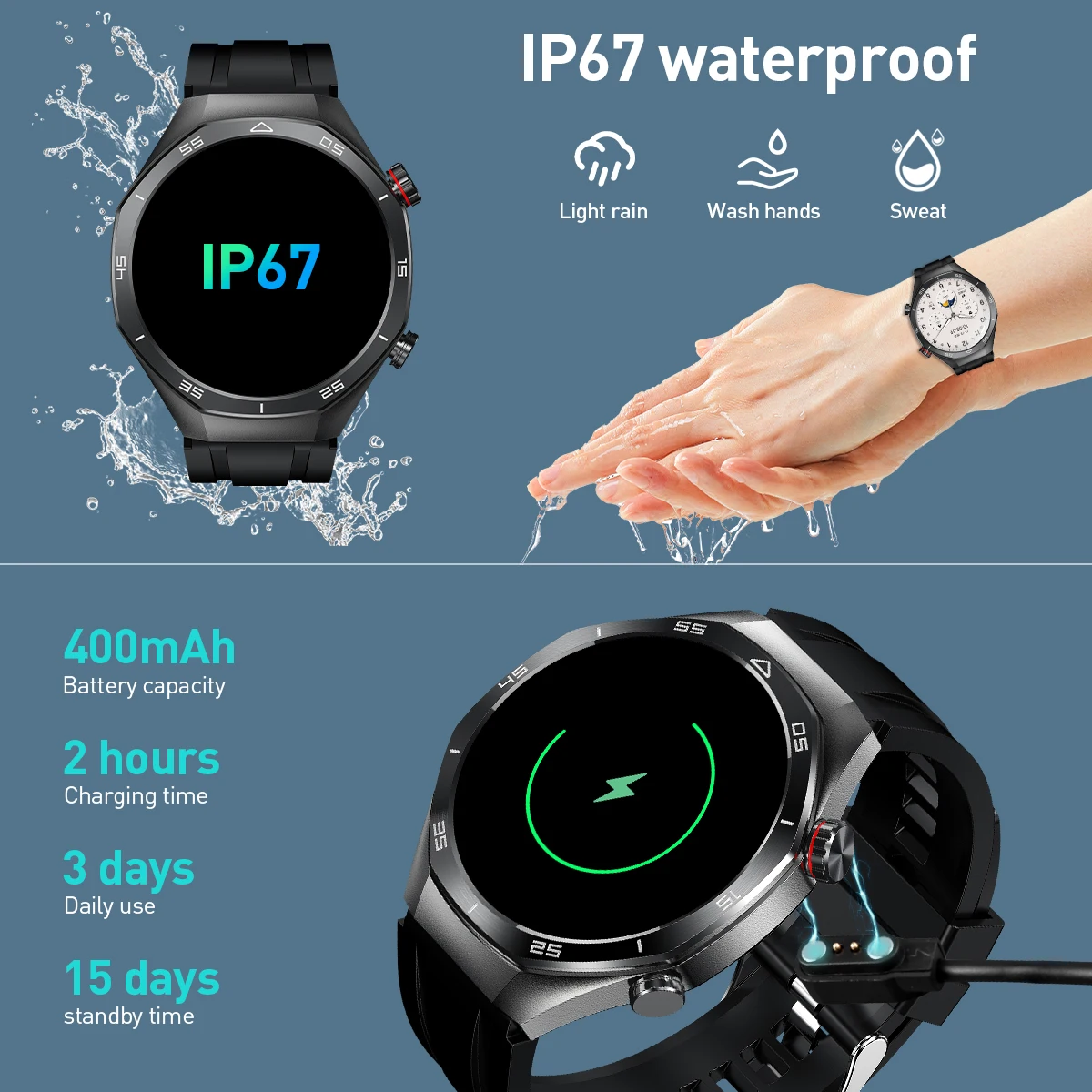 LIGE Business Smart Watch Men Watch 1.52" HD Screen Waterproof Sports Watches Bluetooth Call Health Monitoring Smartwatch 2025