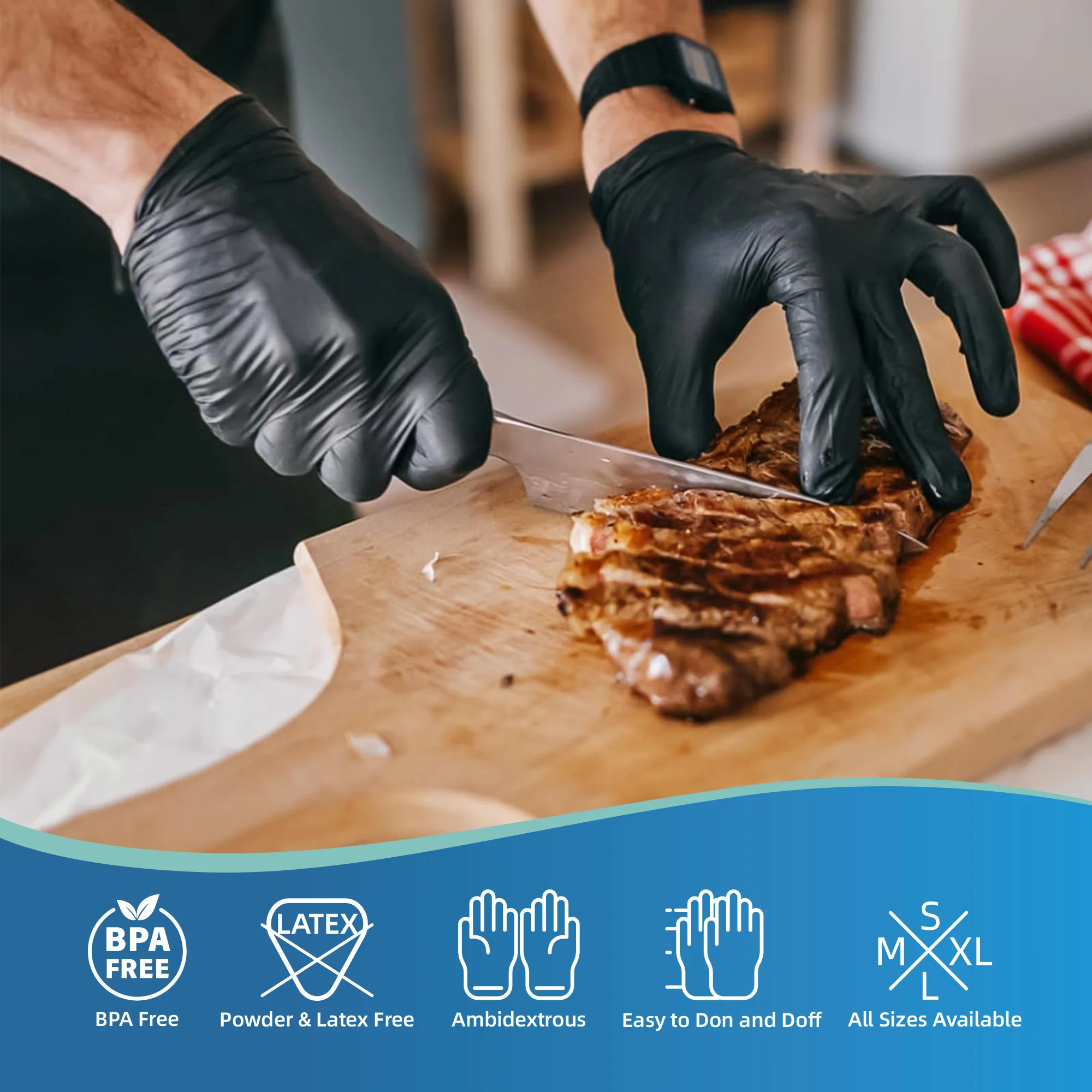 100/200 Pack Disposable Black Nitrile Gloves For Household Cleaning Work Safety Tools Gardening Gloves Kitchen Cooking Tools