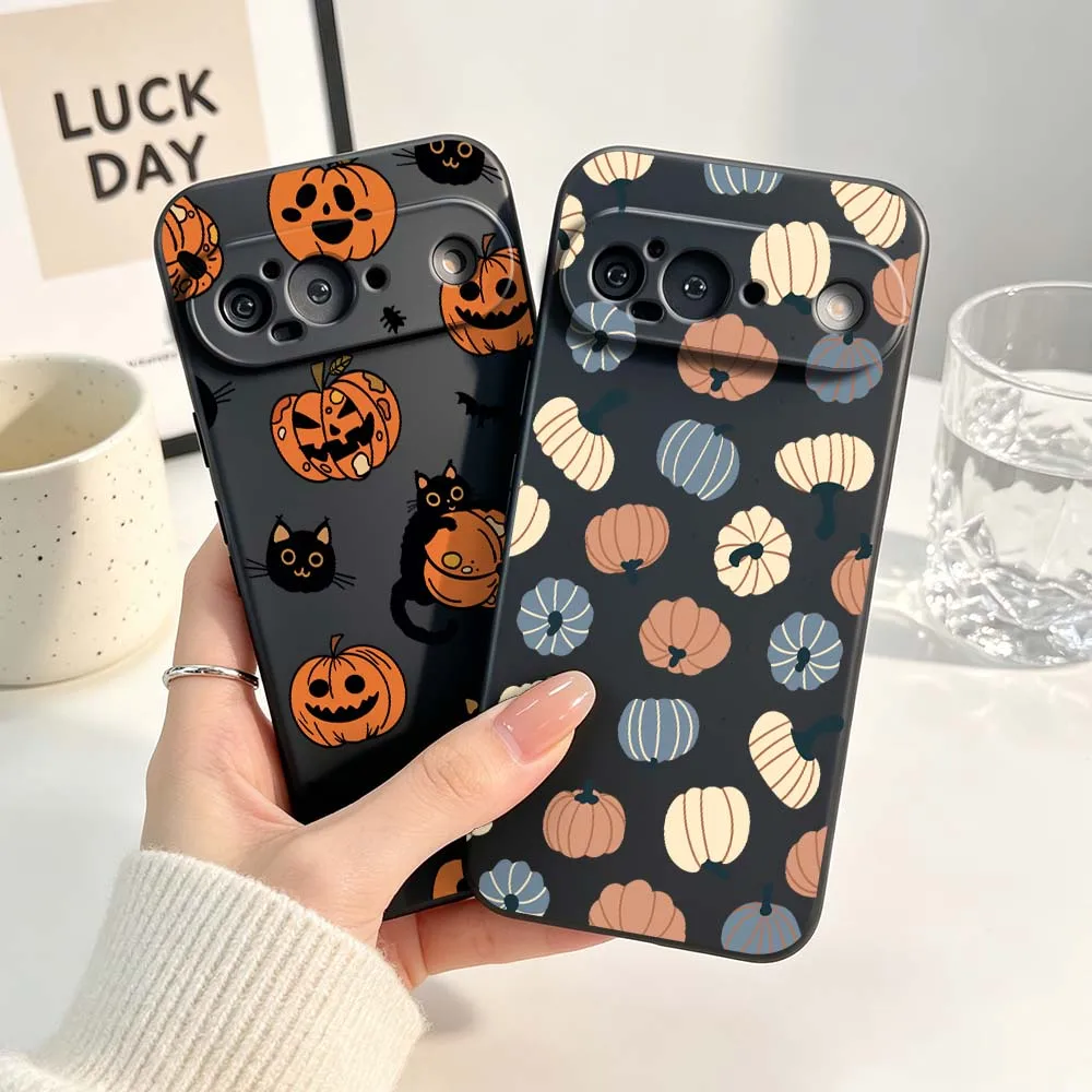 Spooky Pumpkin Cat Black Soft Silicone Phone Case