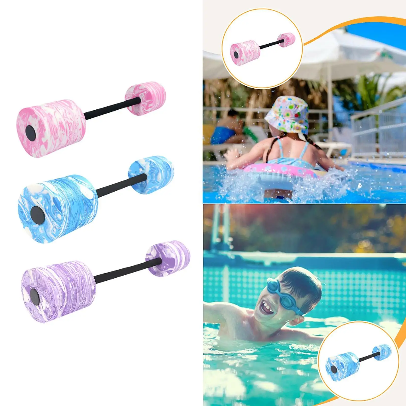 Aquatic Dumbbell Underwater Exercise Versatile Swim Training Pool Resistance Portable Swimming Barbell Foam Pool Weights