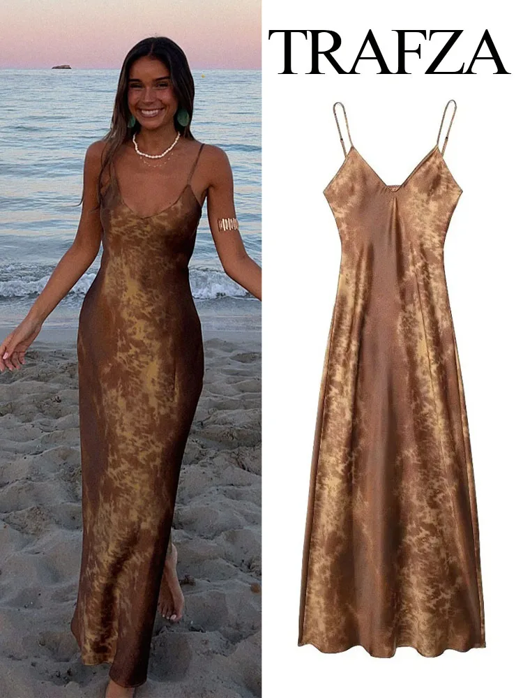 

Женское винтажное платье на бретельках, с V-образным вырезом и открытой спиной