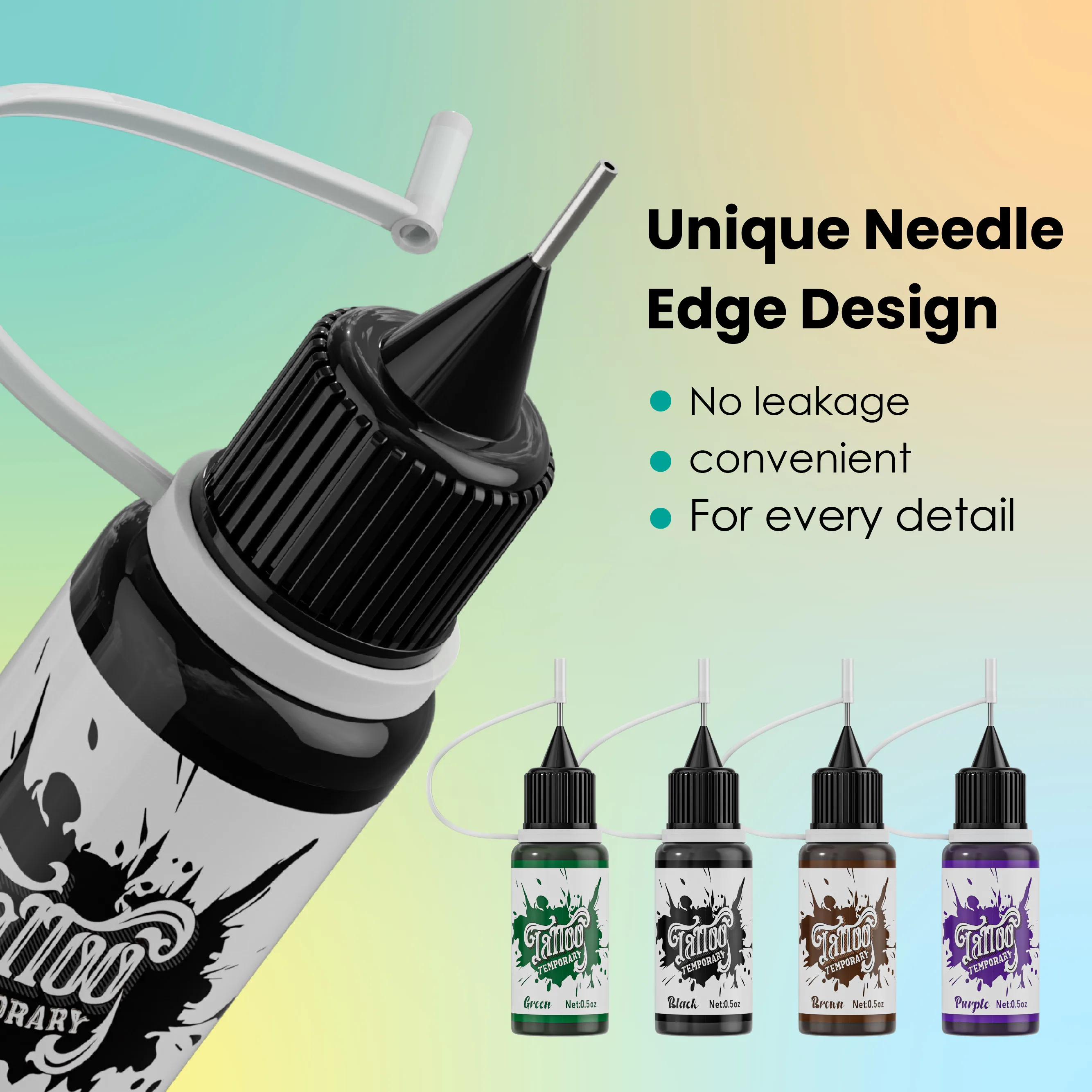 Temporary Tattoo Kit with 7 Bottles of Mixed Color Paste and 6 Stencil Designs, -Easy-to-Use Henna Semi-Permanent Tattoo Set 5