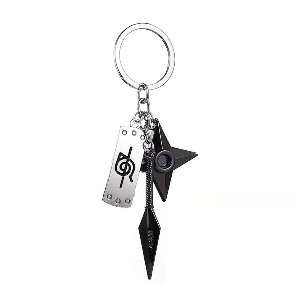 Kunai Shuriken Konoha Ninja Keychain for Car Keys Bag Backpack Naruto Anime Trinkets Keyring Accessories Women Jewelry Men Gift