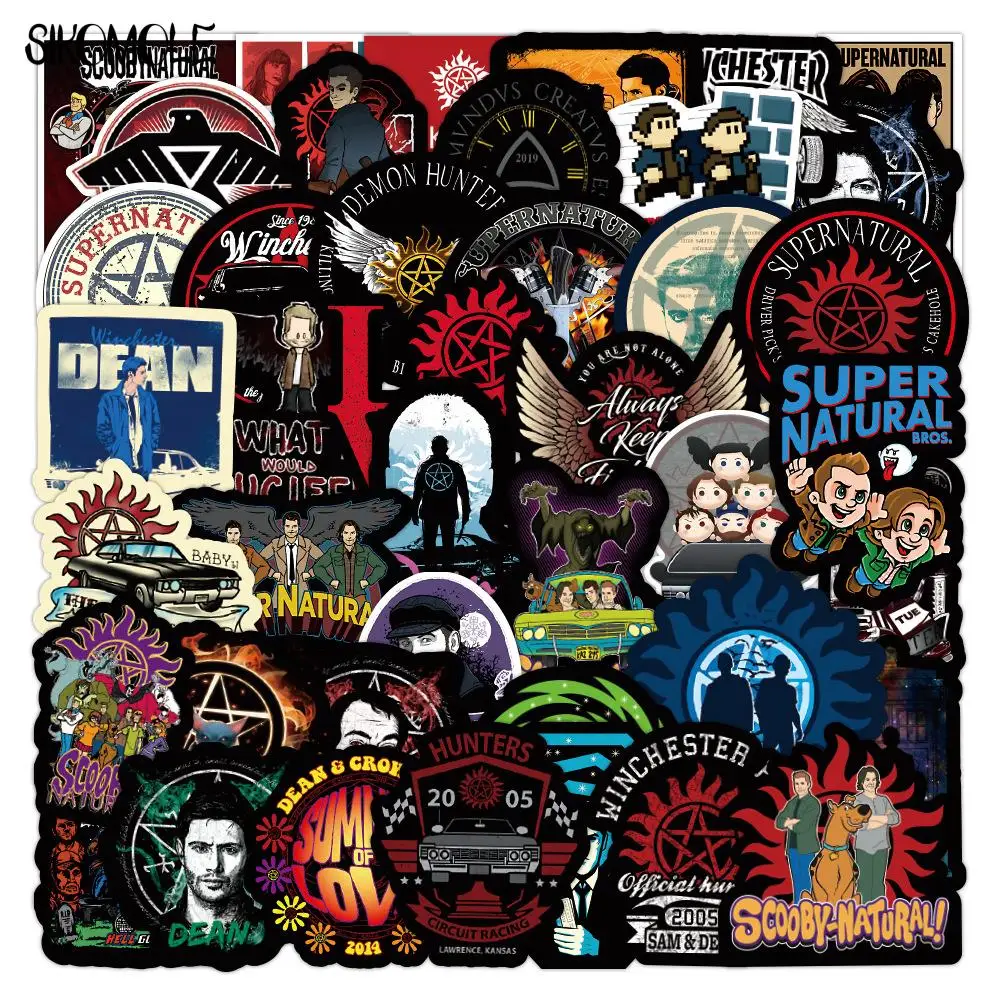 50 Supernatural TV Show SPN Laptop Stickers For DIY, Motorcycle, Notebook,  Computer, Car, Childrens Toy, Guitar, And Refrigerator From Animetravel,  $1.47