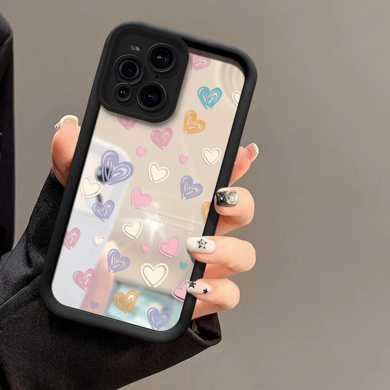 Love Heart Shockproof Makeup Mirror Phone Case Cover