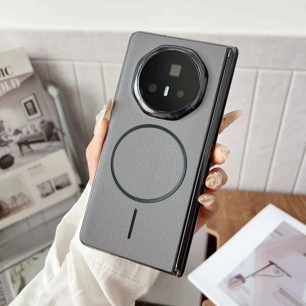 Luxurious PU Leather Magnetic Protective Phone Case - Wireless Charging Compatible