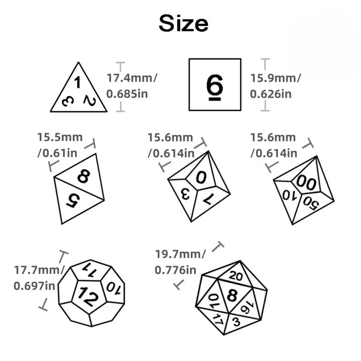 High-Quality Transparent Polyhedral Dice Set in Vibrant Colors for Tabletop and Party Games