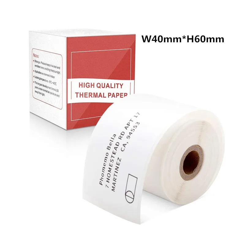 

40x60mm square white sticker thermal label for M110/M200/M220 printer 130 sheets/roll