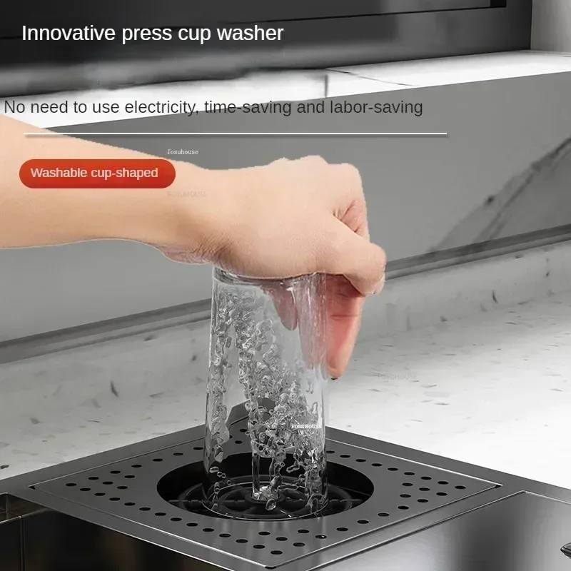 Creative Cup Washer Kitchen Sinks Multifunctional Hidden Dish Drainer Basin Home Kitchen Accessories Handmade Large Single Slot