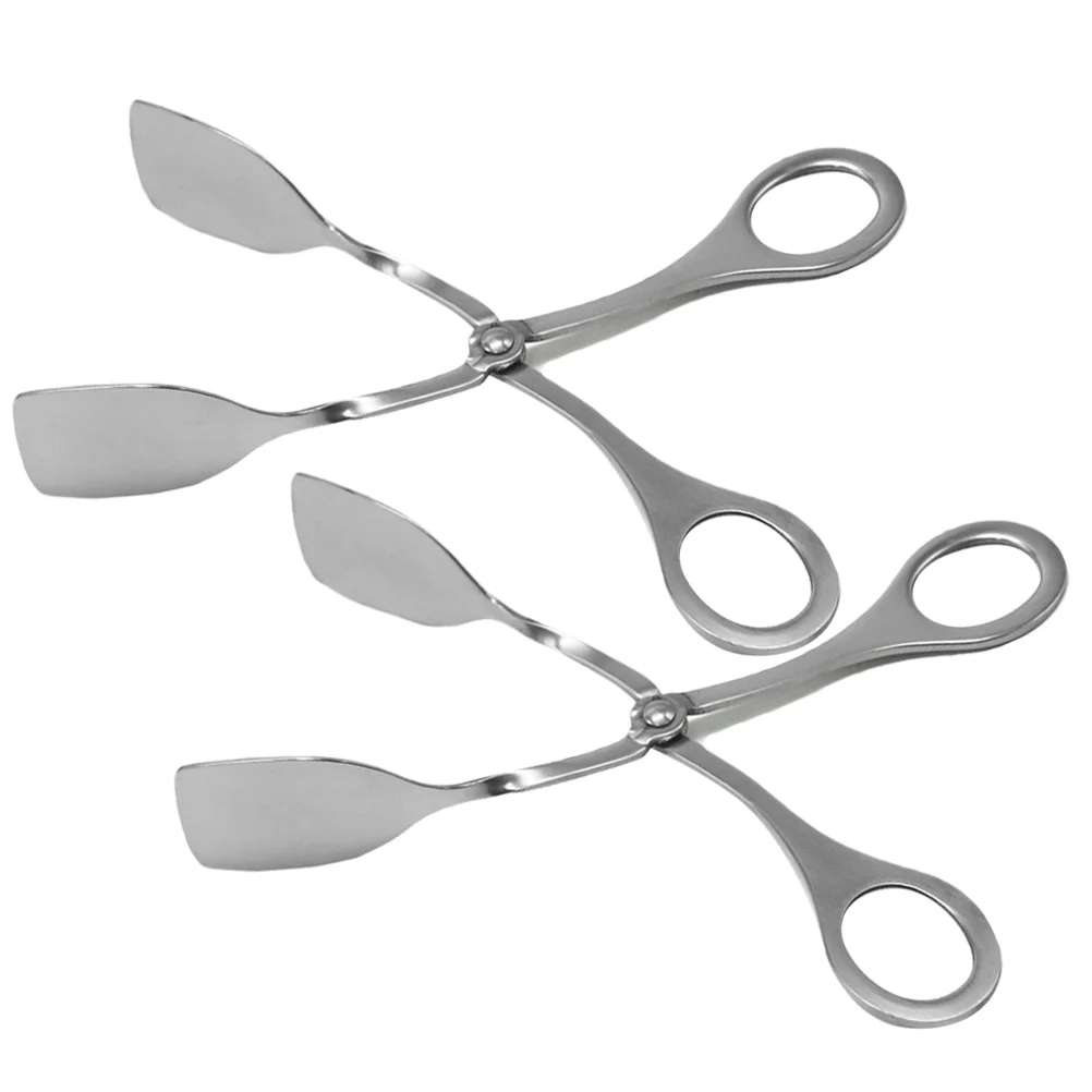 

2 Pcs Buffet Tongs Metal Kitchen Multifunction Spatula Stainless Steel Food Serving Bread