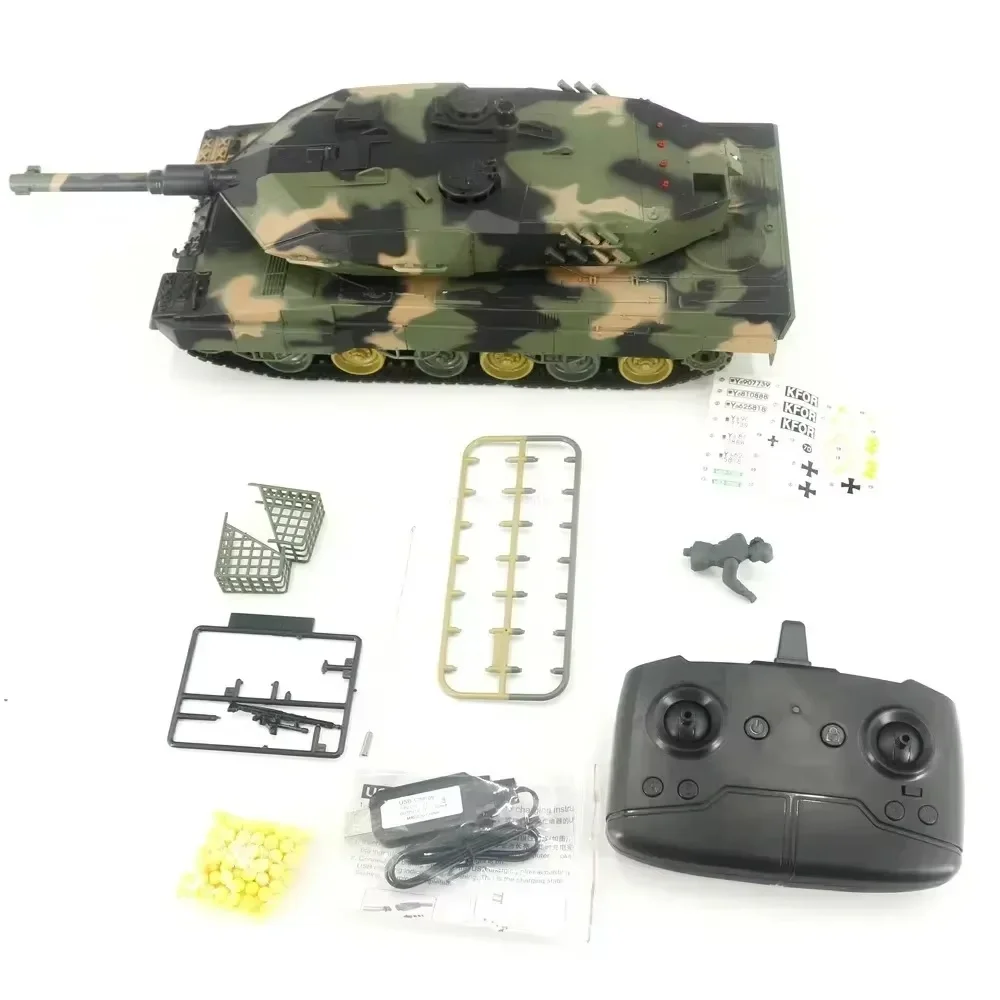 Henglong 1/24 Scale Abrams M1a2 German Battle Tanks Airsoft Panzer Rc Model Remote Control Military Vehicle Combat Children Gift 3