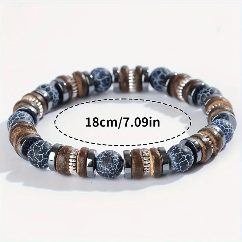 Mirror 1pc Fashion Natural Stone Bead Bracelet MenSelfSuitable Daily Wear and Giving, Everyday Accessory Durable Bracelet - Image 4