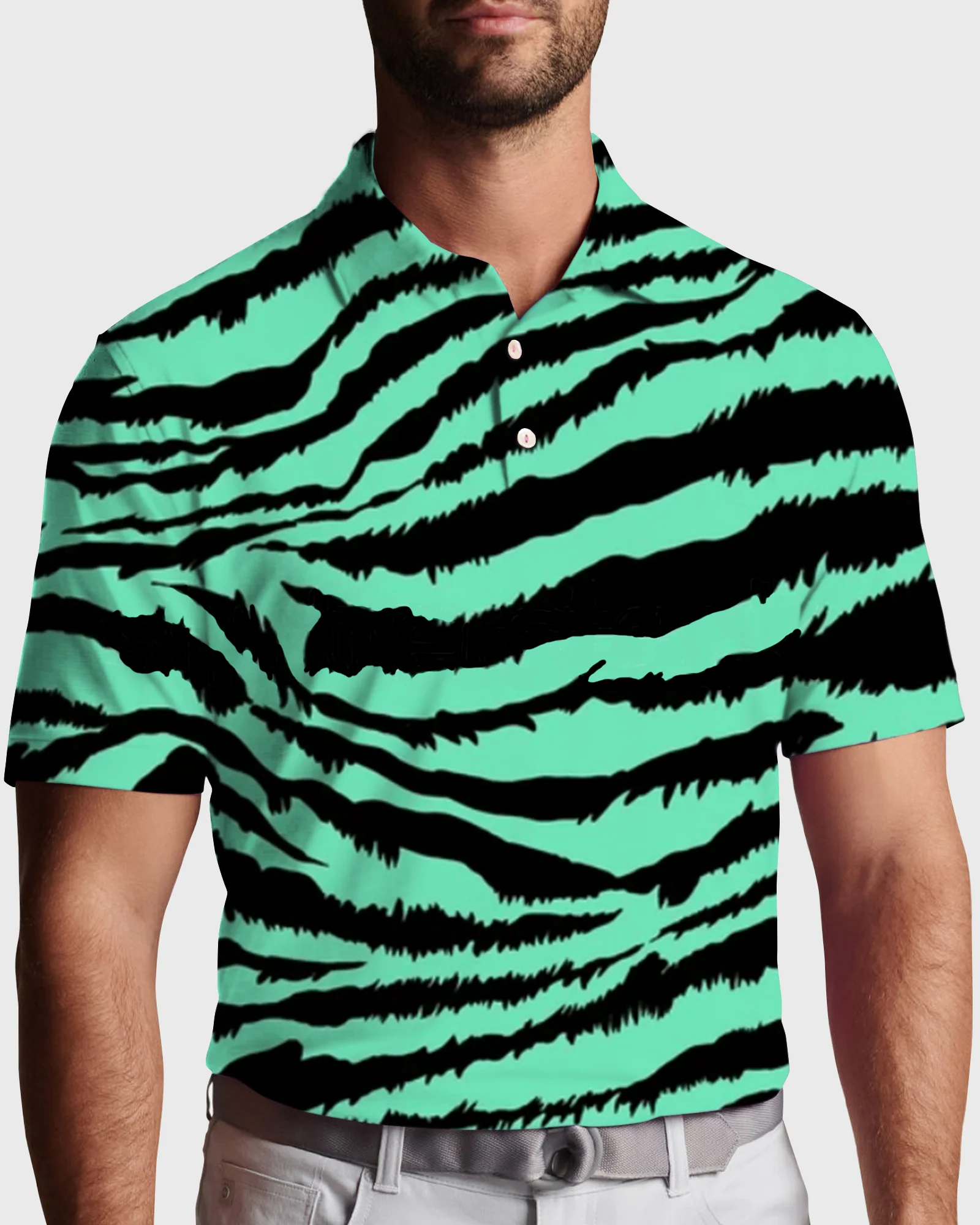 

Teal Tiger Polo T-Shirts Art Print Trending Shirt Summer Short-Sleeve Custom Clothing