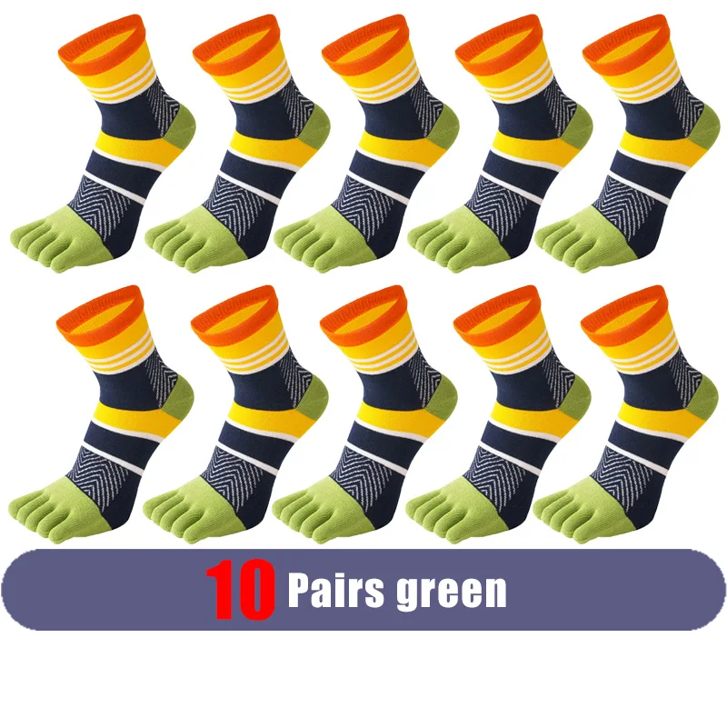 Colorful Striped Cotton Five-Finger Socks for Men - Fun & Comfortable Dress Socks