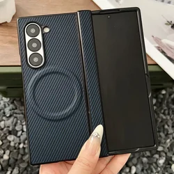 Premium Carbon Fiber Magnetic Hinge Phone Case with Wireless Charging Compatibility for Z Fold 8 Ultra (Navy blue)