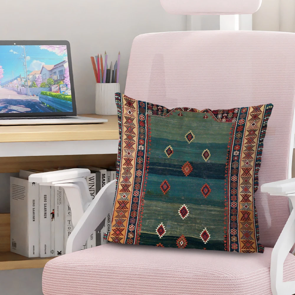 Description Picture 6 of itemPersian Rug Pattern Pillowcase Living Room Sofa Cushion Cover Fashion Decorative Home Decor 45X45cm Two Sides Short Plush