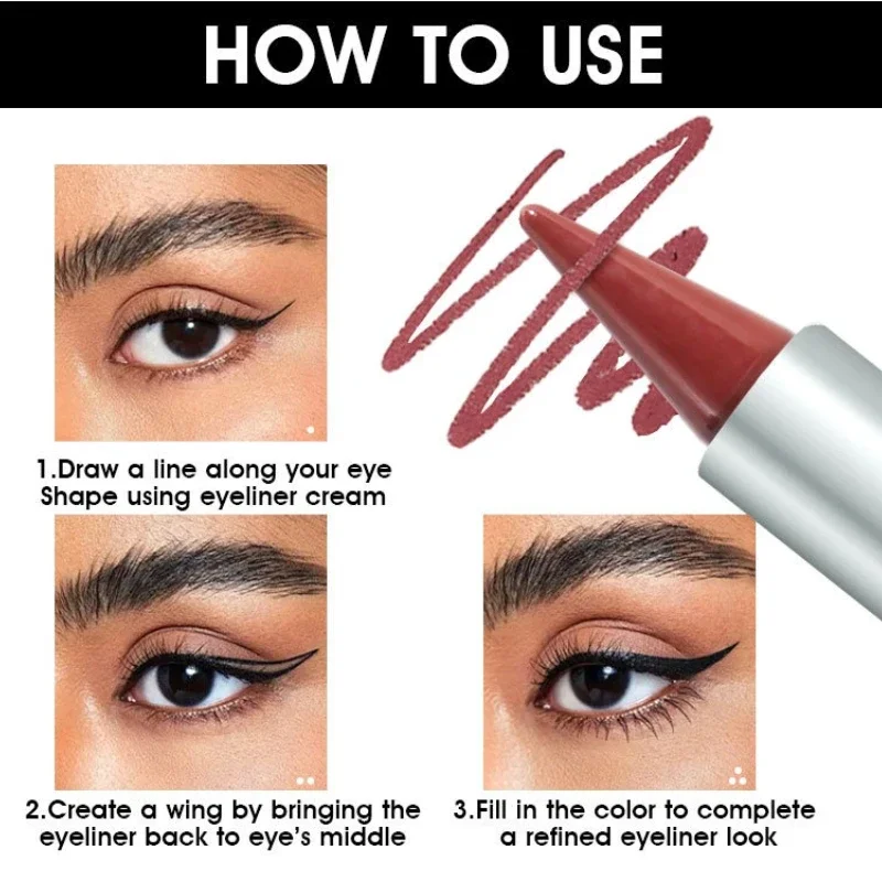 Coffee Brown Velvet Eyeliner Stick Matte Waterproof Long Lasting Eyeshadow Eyeliner Gel Pen Smooth Quick Drying Eyeliner Cream 3
