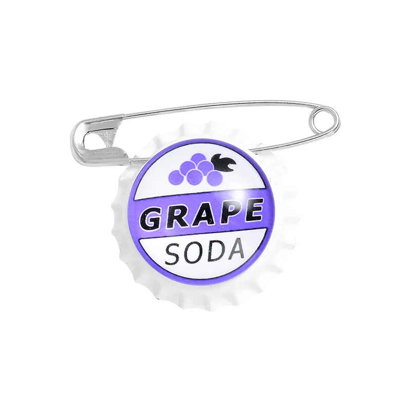 thumbnail image 1 of Juice Soda Bottle cap Enamel Pins Custom Capsule Brooches Backpack Lapel Badges Buckle Grape Jewelry Gift for Friends Wholesale, 1 of 5
