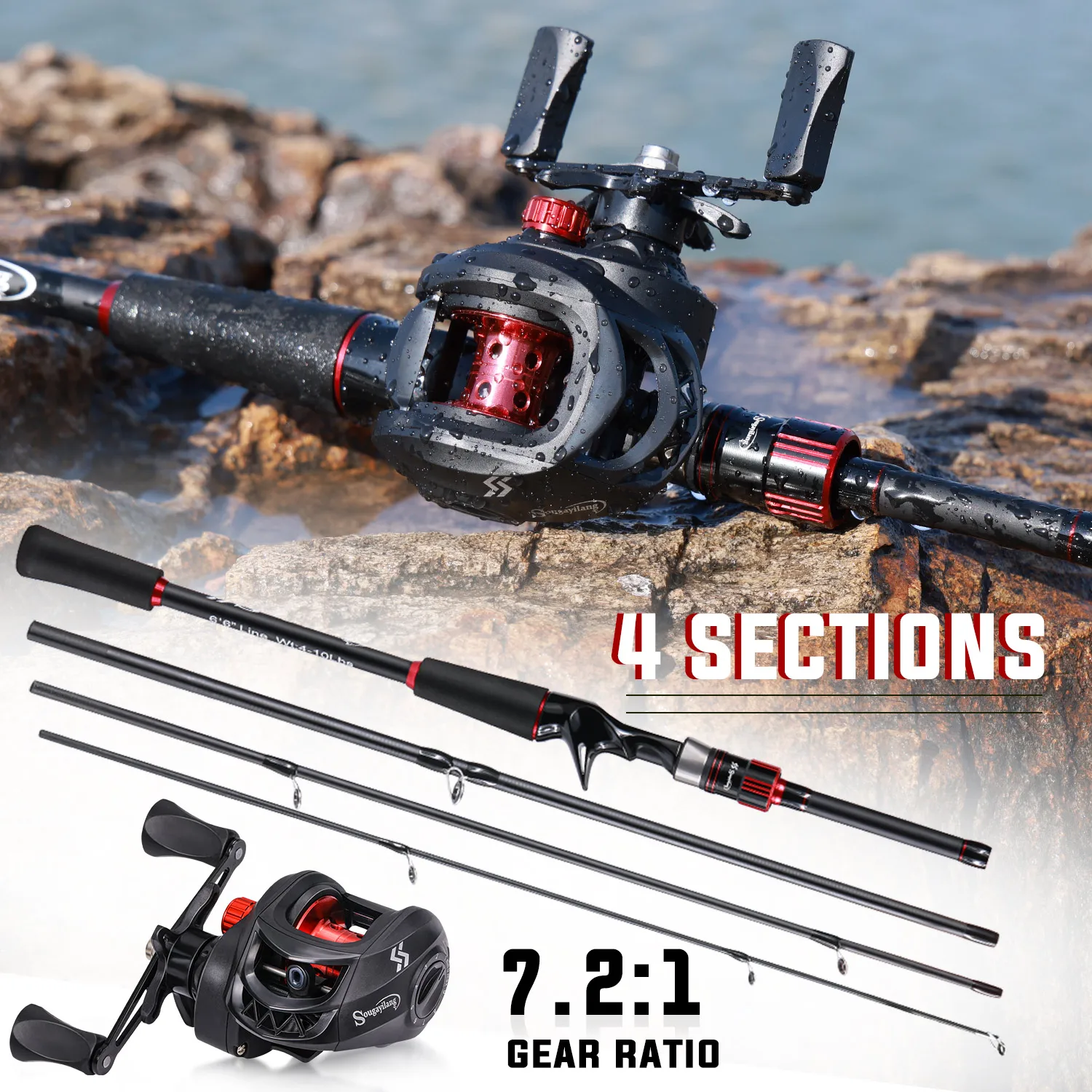 Sougayilang Fishing Rod Reel Combo 1.8 to 2.1 Meter
