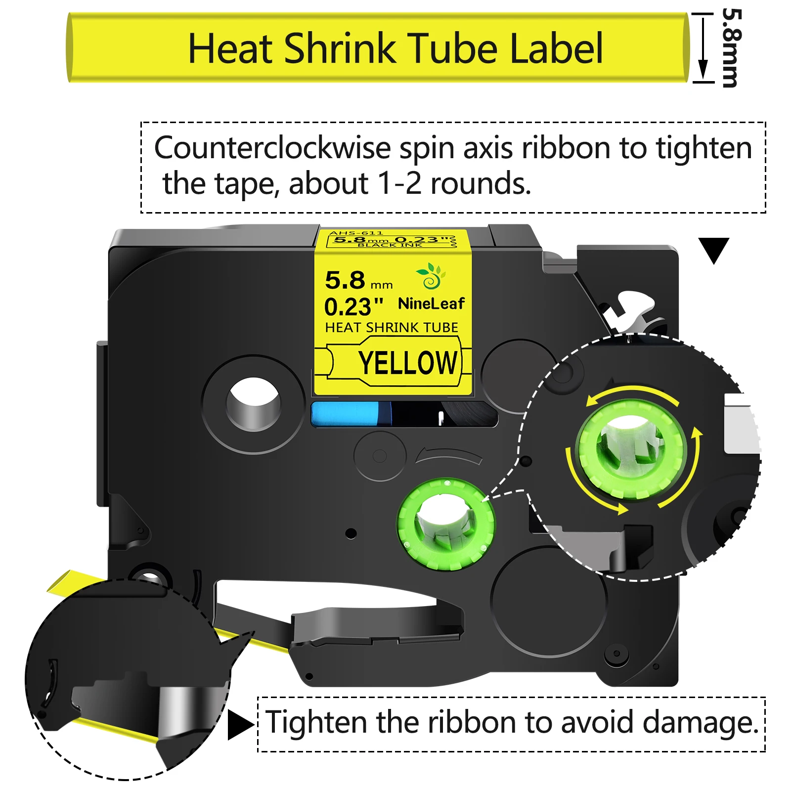 Nineleaf 12 18 24 mm Tubo de Psiquiatra de Calor Fita Compatível para o Irmão Hse211 24 221 231 621 para P-touch Impressora Máquina de Etiquetas - Imagem 3