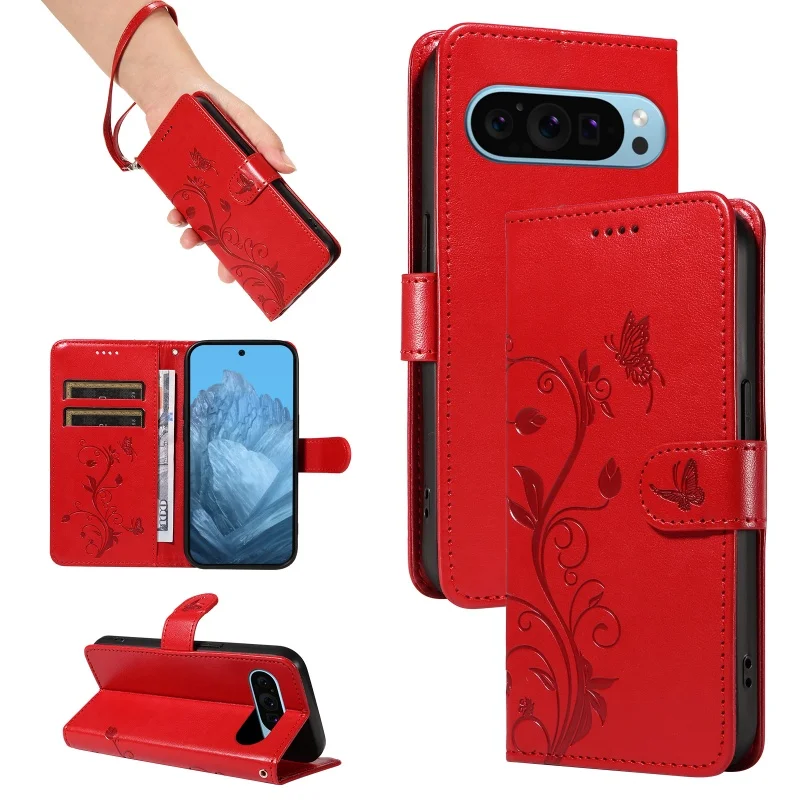 Lanyard Leather Wallet Card Phone Case with Magnetic Flip Cover