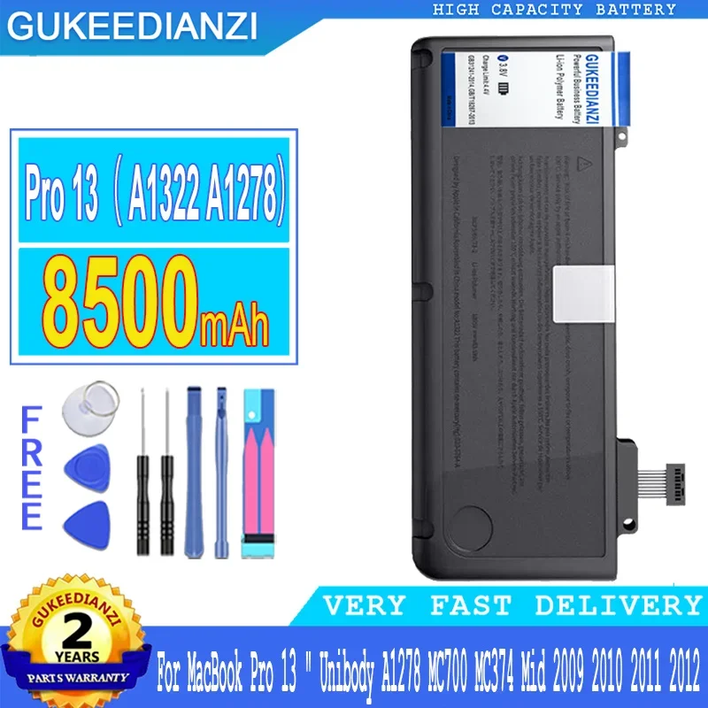 

GUKEEDIANZI Battery for MacBook Pro 13, 8500mAh, A1322, A1278, MC700, MC374, Mid 2009, 2010, 2011, 2012,", Pro13