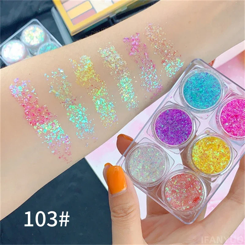 6-color Sequined Gel Cream Eyeshadow Palette Glitter Diamond Eye Makeup Hair Body Face Glitter Gel Art Flash Loose Sequins Cream 3