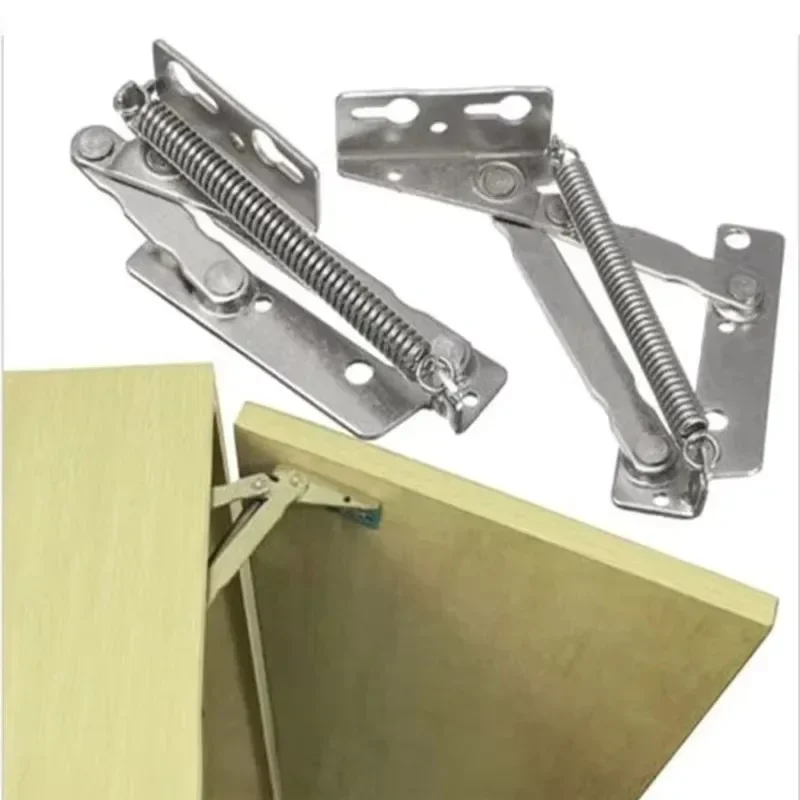 Sprung Hinges 2pcs 80 degree Cabinet Door Lift Up Stay Flap Top Support Cupboard Kitchen Furniture Foldable Lifting Bracket
