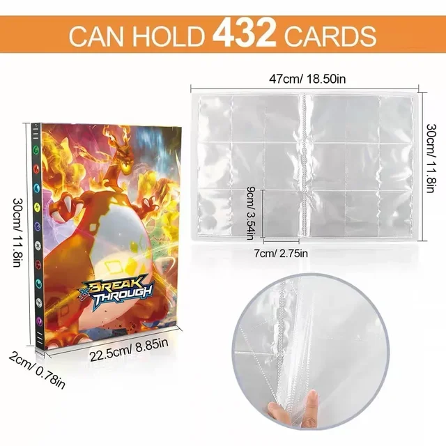 2024 Charizard Mewtwo Holder Binder Collections Folder Anime Card Protector Notebook for Pokemones Album 240/540Pcs Card Book 3