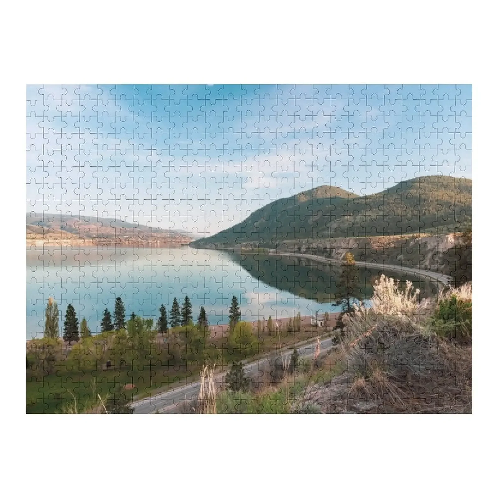 Okanagan Lake and Mountains View in Summerland Jigsaw Puzzle Diorama Accessories Personalized Toy Custom Name Wood Puzzle