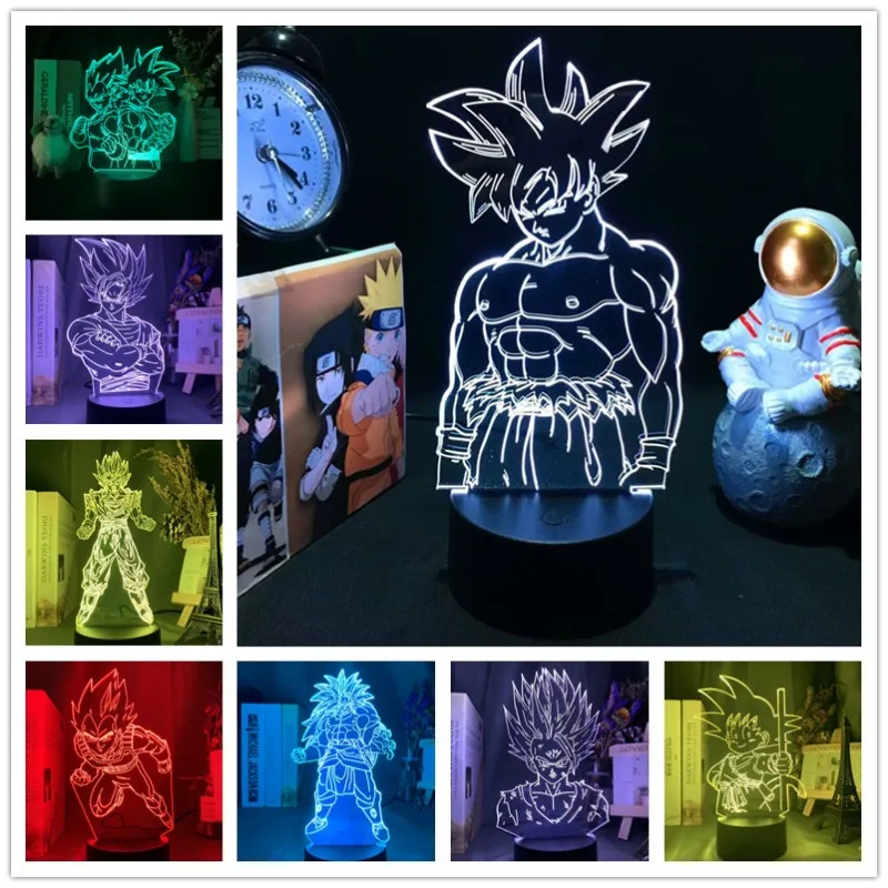 Dragon Ball Z Anime Figures Goku Vegeta Gohan Broly 3D Lamp Pvc Action Figures Giocattoli Per Bambini Trunks Buu Super Saiyan Gifts