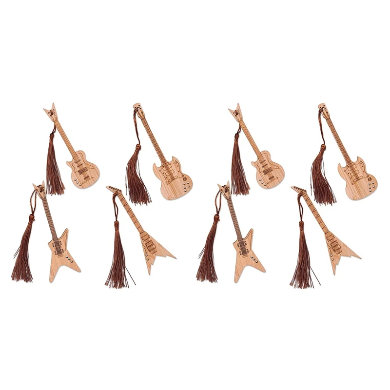 

Bamboo Guitar Bookmark With Tassel Bass Bookmarks For Men Women Book Lovers Bass Guitar Band Gifts For Book Marks